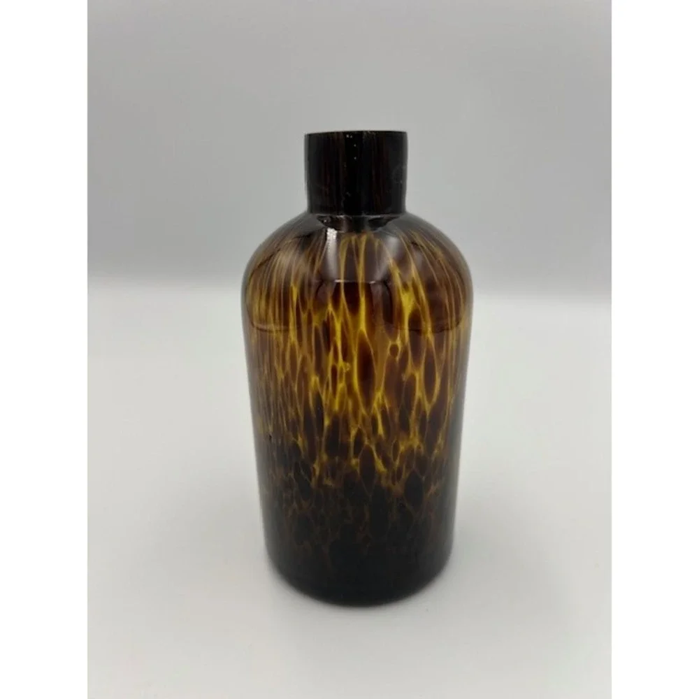 Vintage Tortoiseshell Glass Bud Vase Amber Brown Apothecary Bottle 5.5 Inch